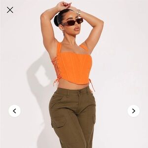 Orange Lace-Up Corset Top